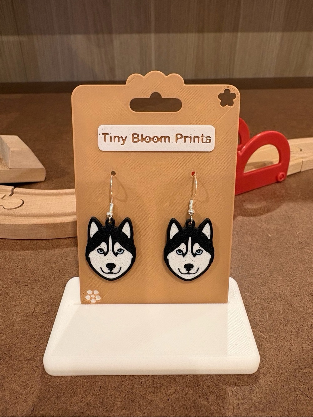 Black & White Husky Dog Earrings - Pets Dog Accessory